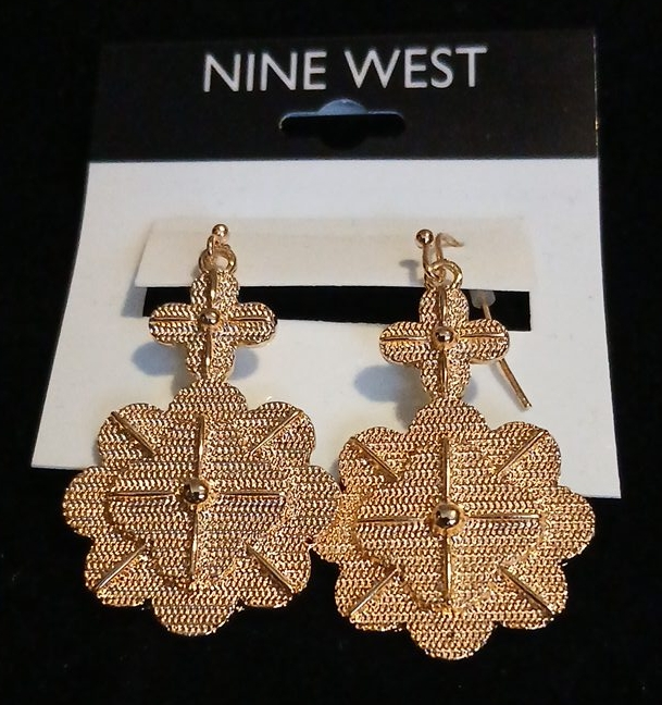 Nine West Gold Tone Dangle Earrings - New on Card