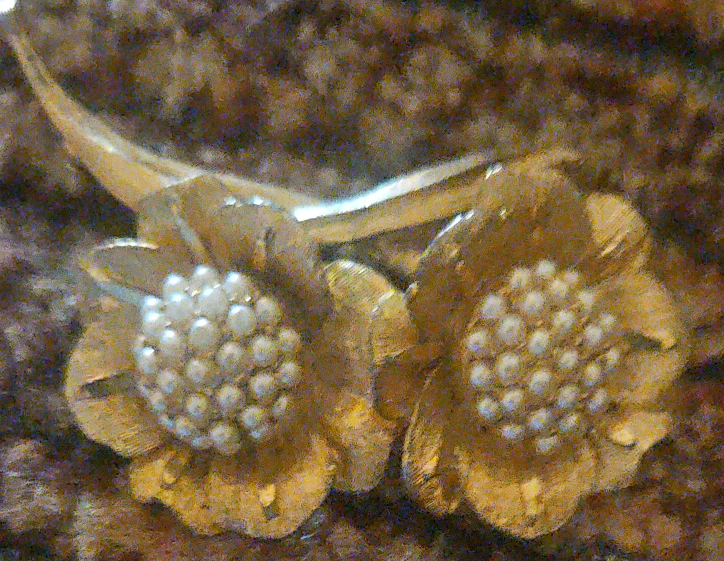VTG signed BSK seed pearls brooch thumbnail