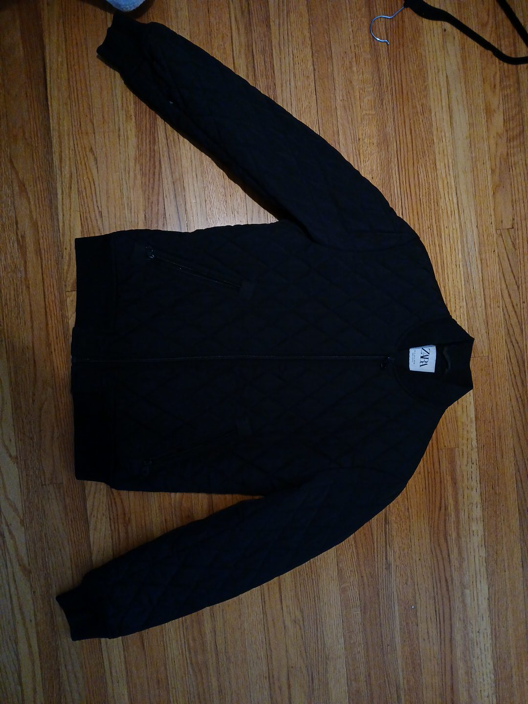 Zara Black Quilted Bomber Jacket thumbnail