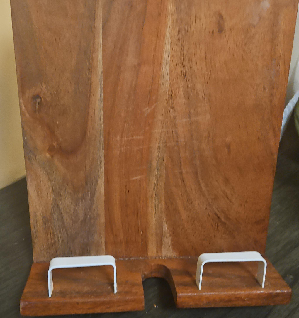 Wooden Tablet Stand with White Supports