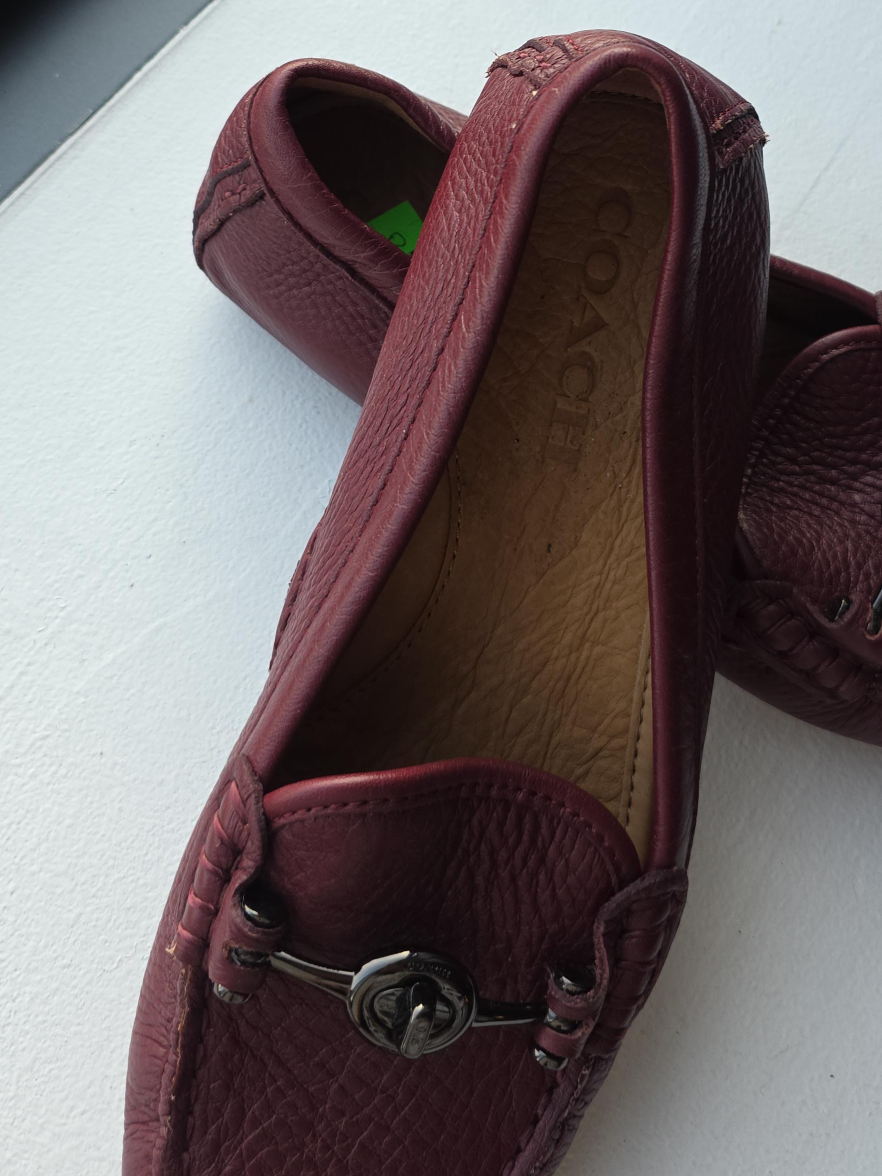 Coach Burgundy Leather Loafers thumbnail
