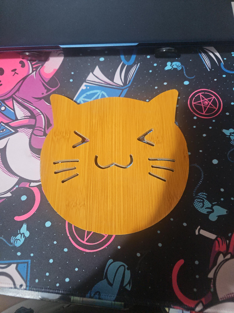 Cute Cat Bamboo Coaster thumbnail