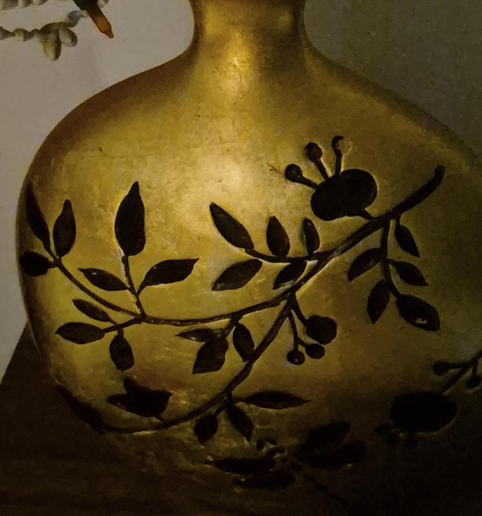 Gold Decorative Vase with Floral Design thumbnail