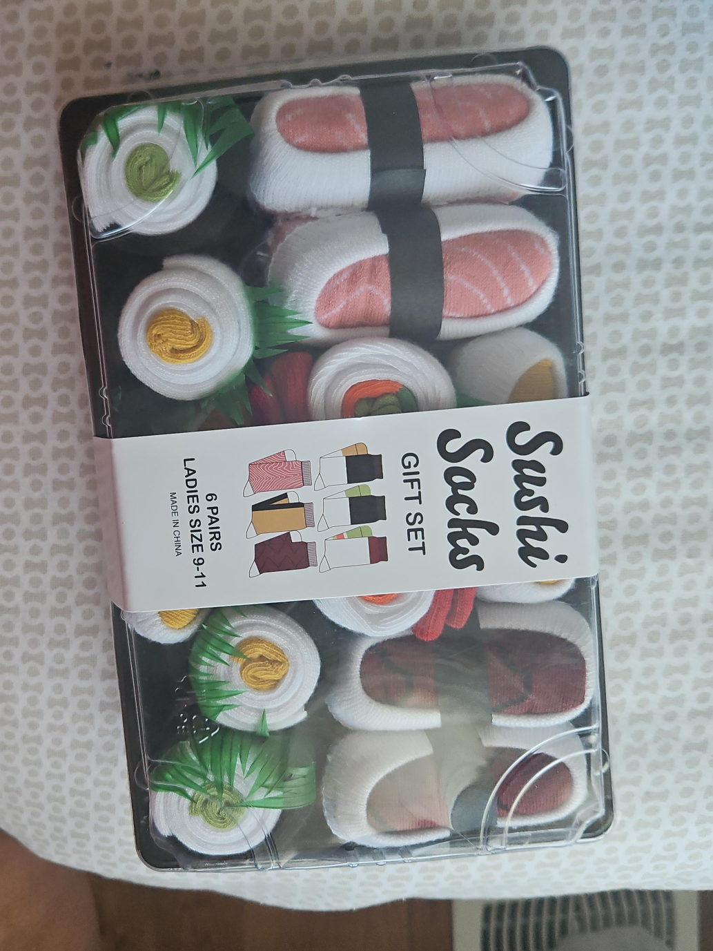 Sushi Socks Gift Set - Ladies Size 9-11 - 6 Pairs