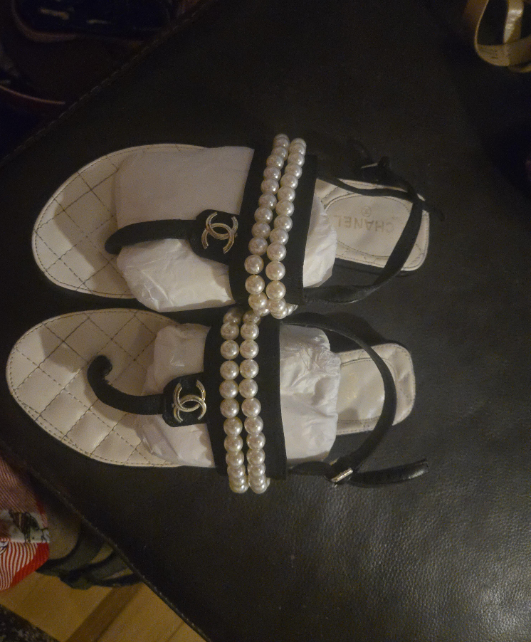 Chanel Pearl Embellished Sandals - Size 37 thumbnail
