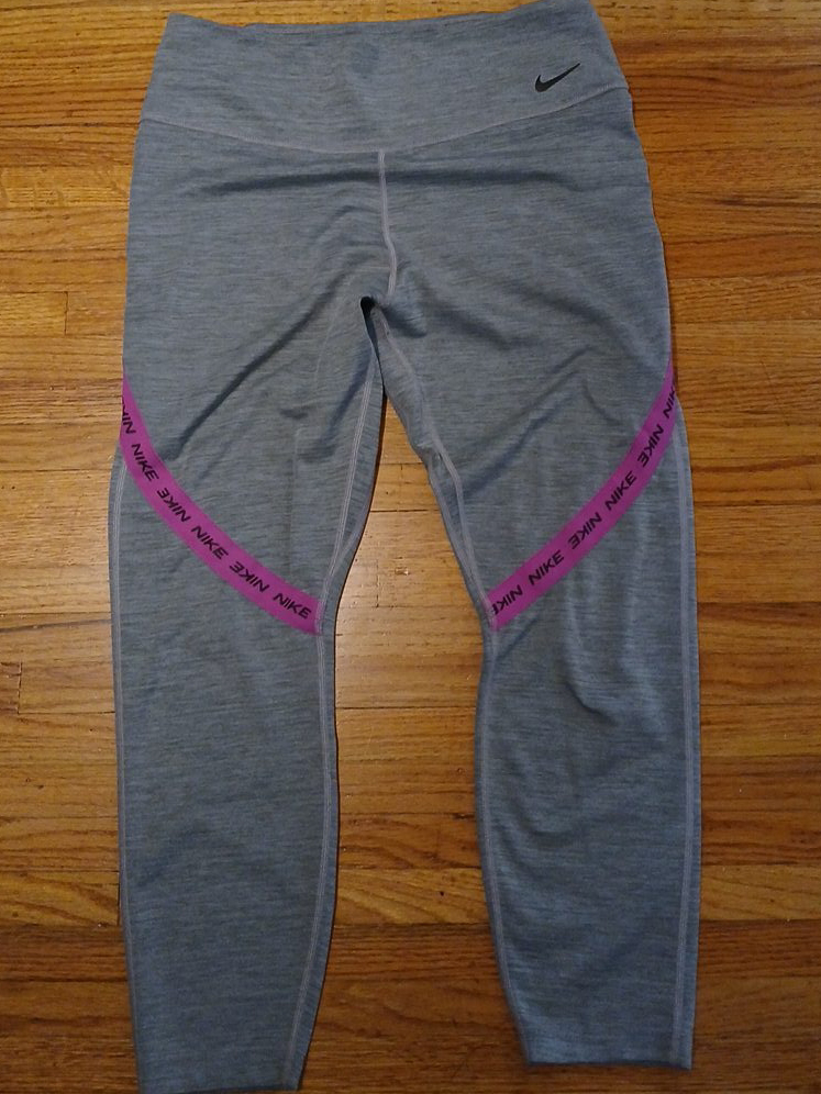 Nike Grey Leggings with Pink Detail thumbnail
