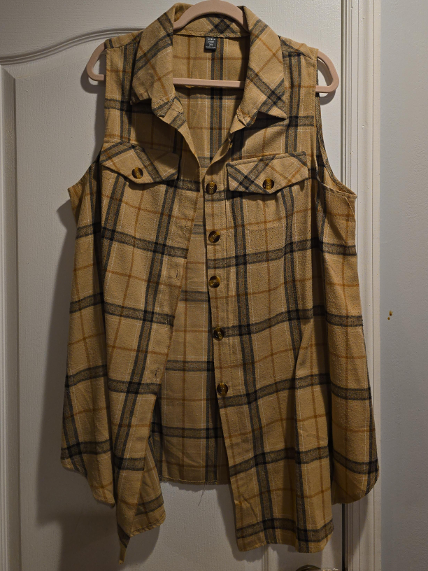 Shein Plaid Sleeveless Flannel Shirt - 2XL thumbnail