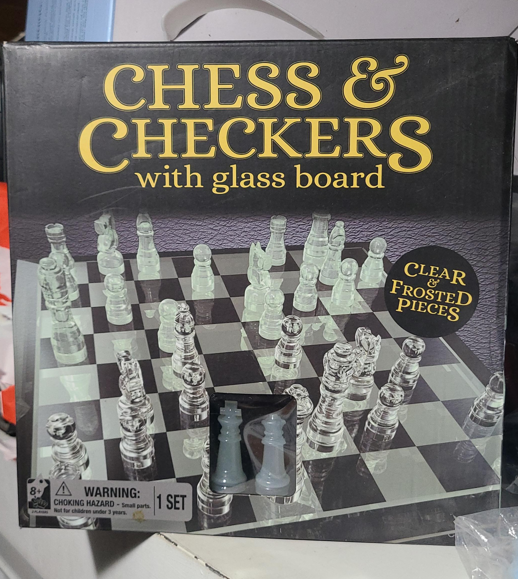 Chess & Checkers with Glass Board Set thumbnail