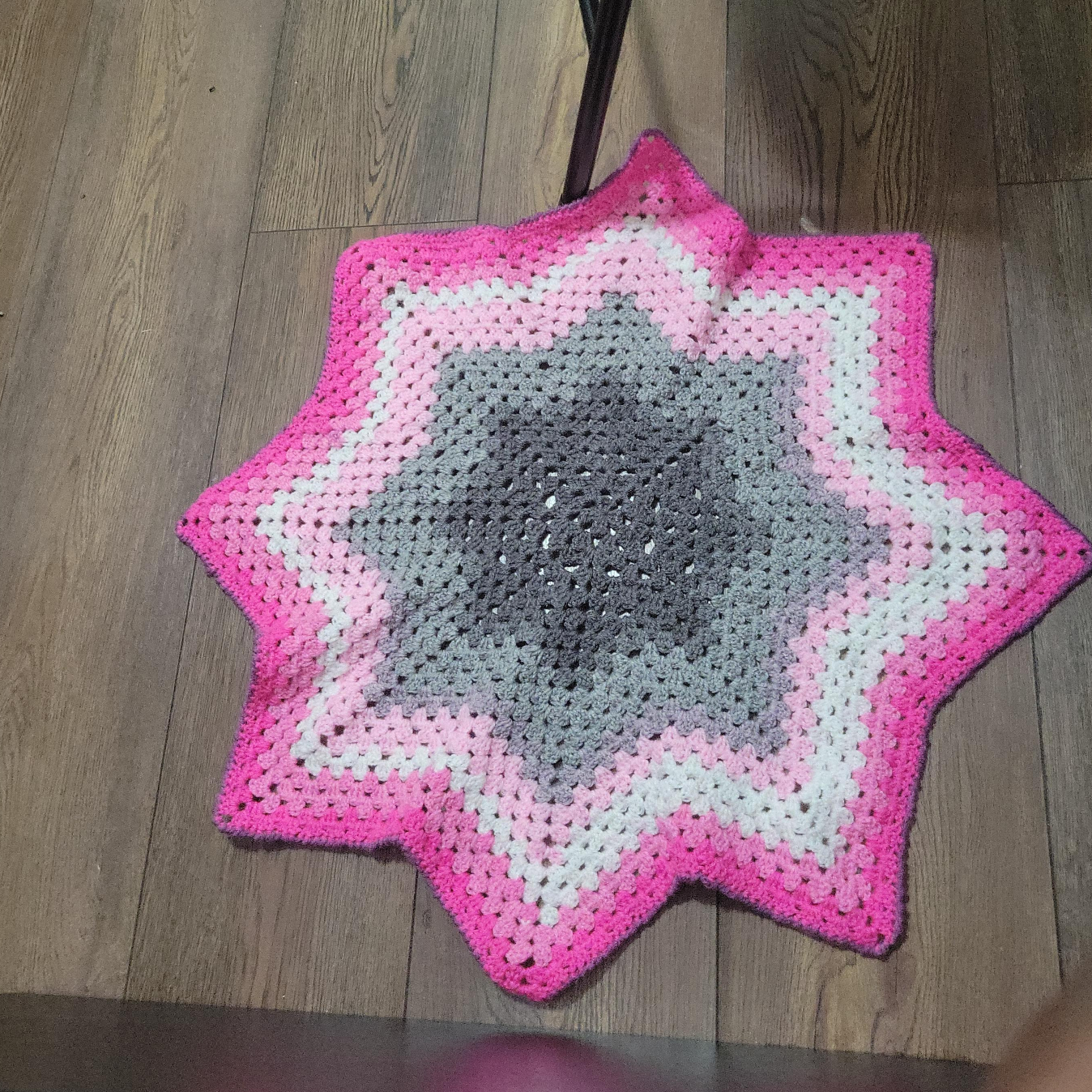 Handmade Crochet Star Blanket - Pink, Grey, White thumbnail