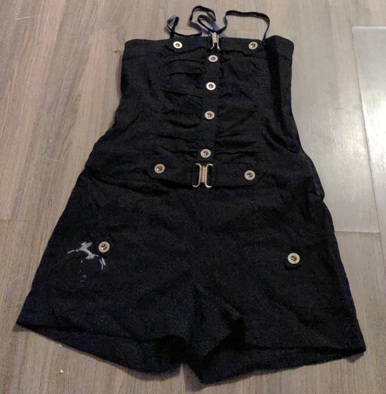 Black Romper with Floral Buttons thumbnail