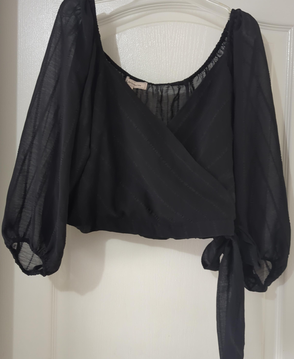 BCBGeneration Black Wrap Blouse thumbnail