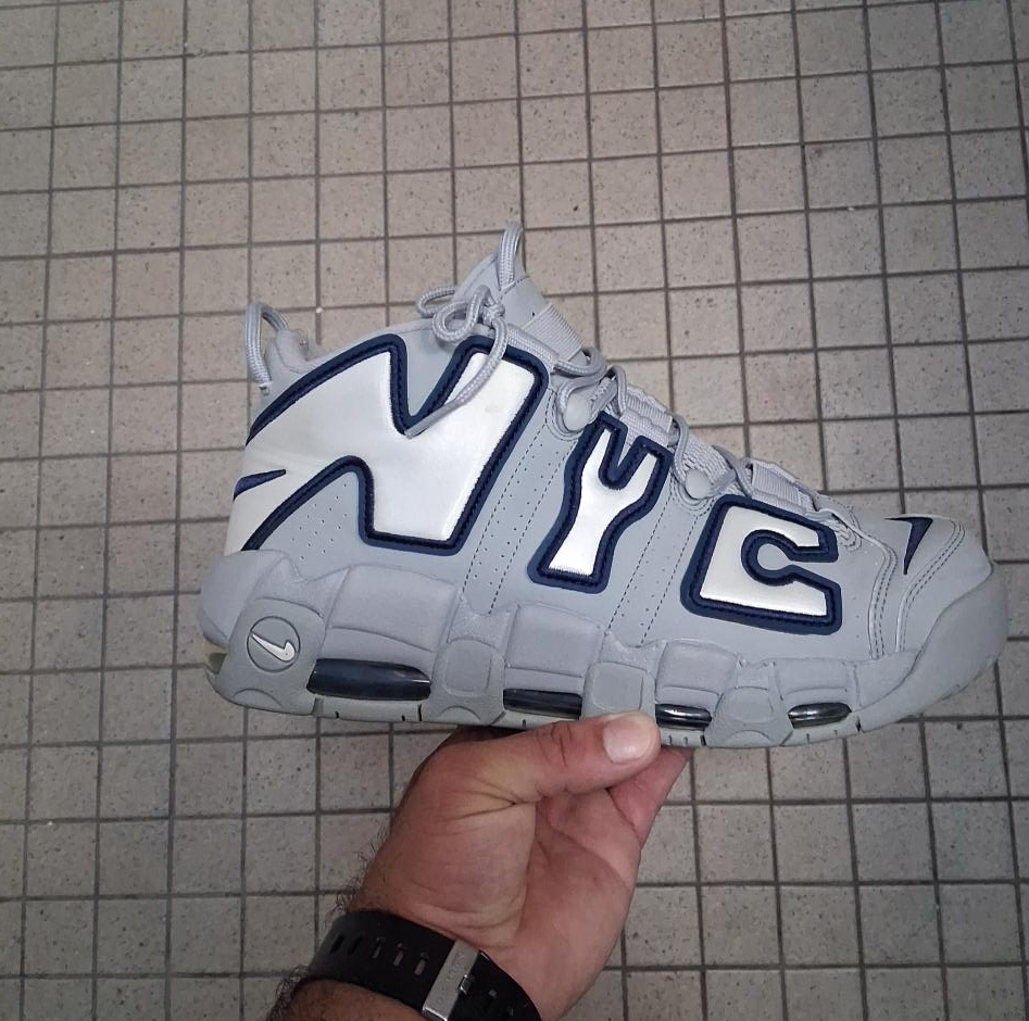 Nike Air More Uptempo Grey/Navy Sneakers thumbnail