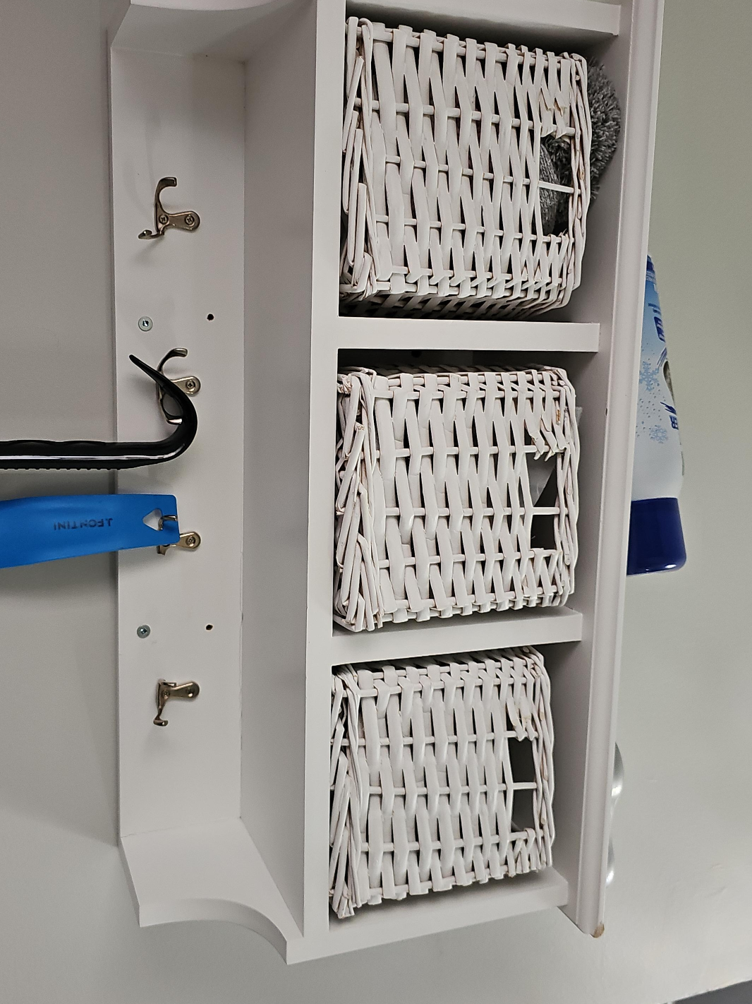 White Wall Mounted Shelf with Hooks thumbnail