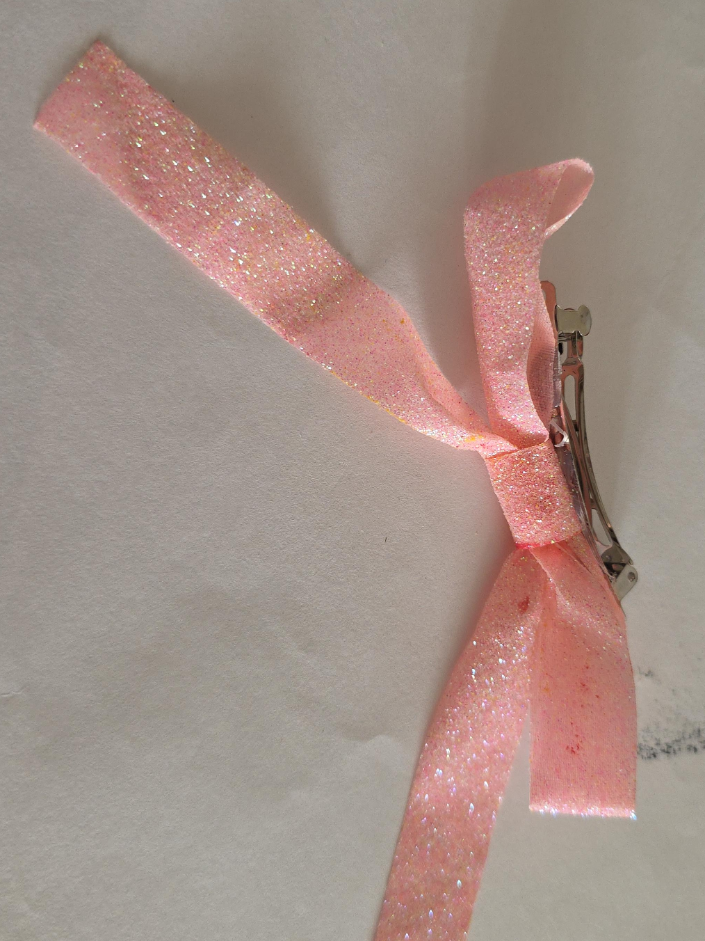Pink Glitter Hair Bow Clip thumbnail