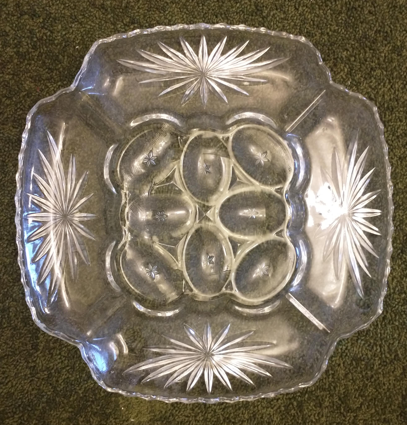 Vintage Starburst Devilled Eggs Glass Plate thumbnail