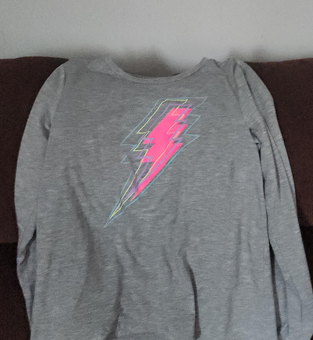 Grey Long Sleeve Shirt with Lightning Bolt thumbnail