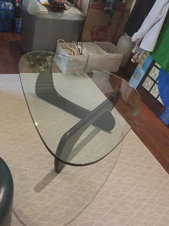 Glass Coffee Table With Dark Mocha Wood Base