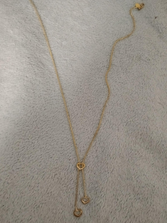 Gold Heart Lariat Necklace thumbnail