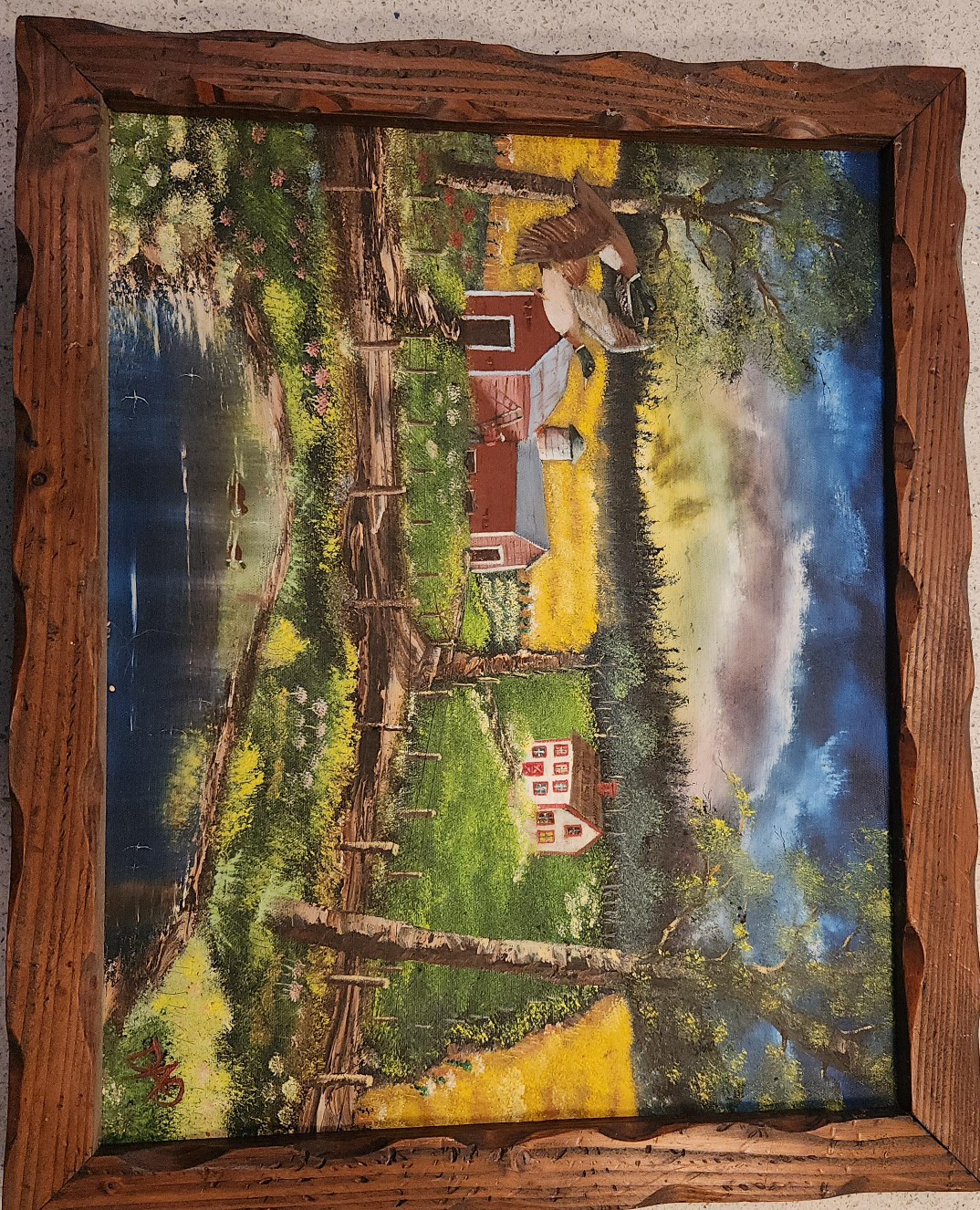 Vintage Framed Landscape Painting thumbnail
