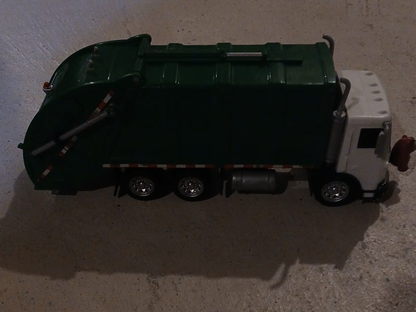 Green and White Toy Garbage Truck