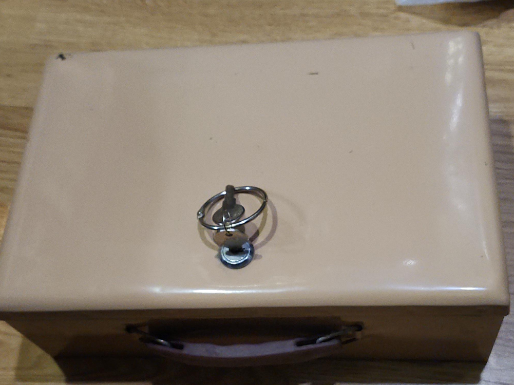 Vintage Cash Box with Key.  price firm thumbnail