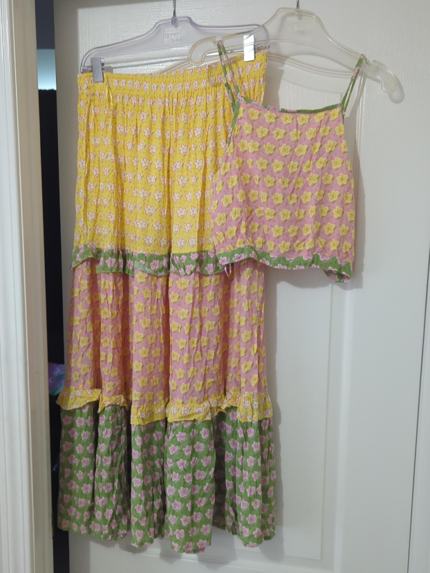 Floral Two Piece Set - Yellow, Pink, Green thumbnail