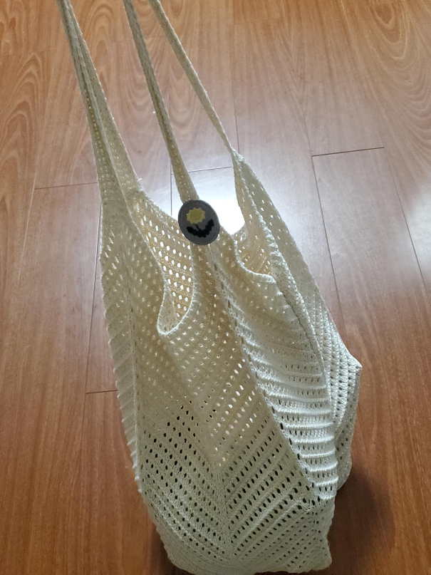 Crochet Knit Shoulder Bag - Cream Colour thumbnail