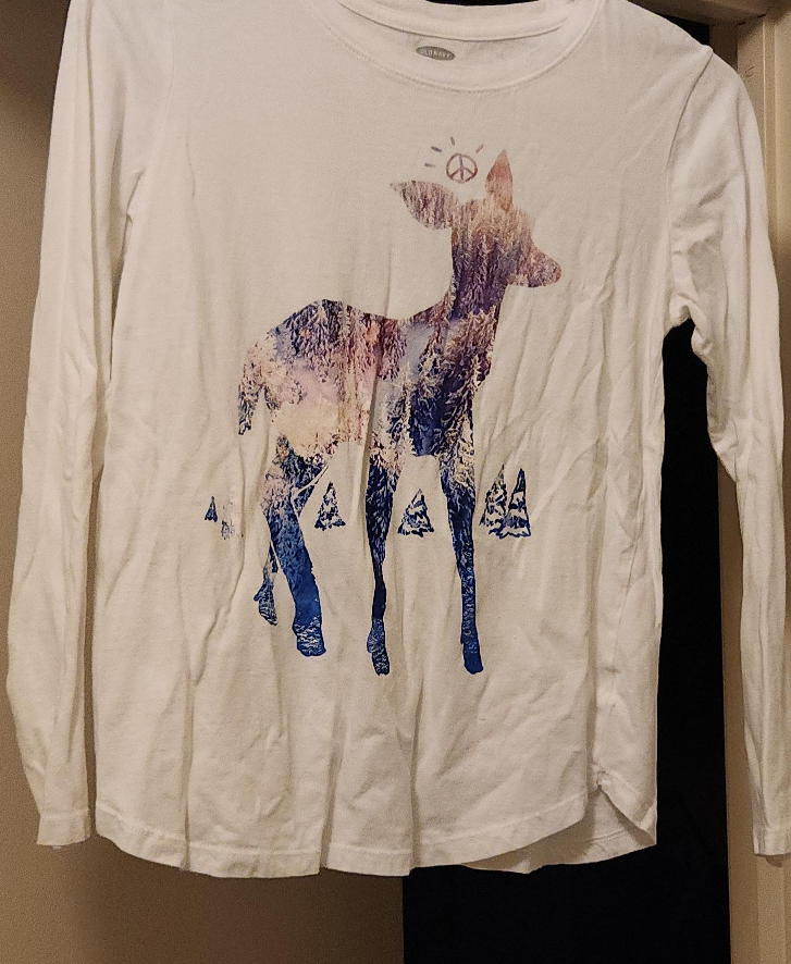 Old Navy White Deer Graphic Long Sleeve Top thumbnail
