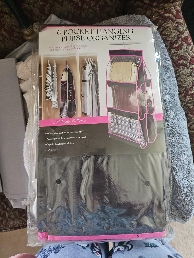 Midnight Collection 6-Pocket Hanging Purse Organizer - NEW thumbnail