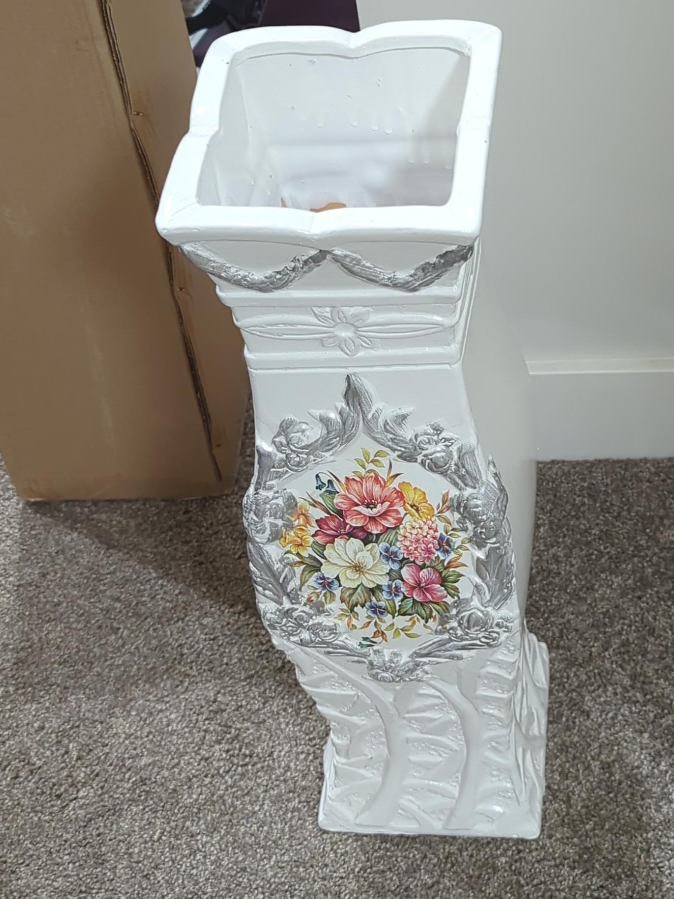 White Floral Decorative Planter