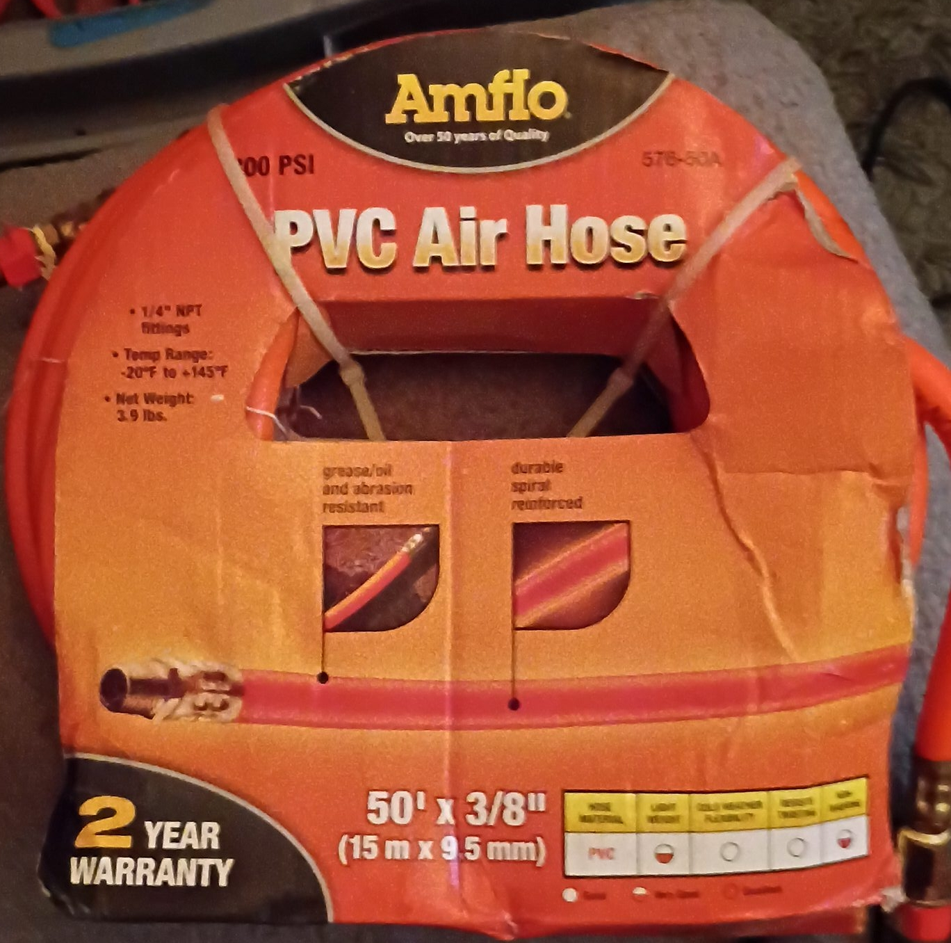 Amflo PVC Air Hose 50' x 3/8"