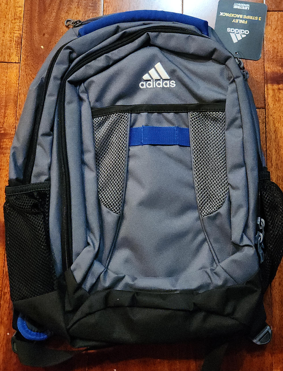 Adidas Finley 3 Stripe Backpack - Gray/Blue thumbnail