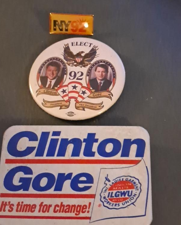 Clinton Gore 1992 Campaign Buttons & NYS Pin thumbnail