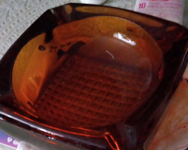 Heavy Vintage Amber glass Ashtray thumbnail