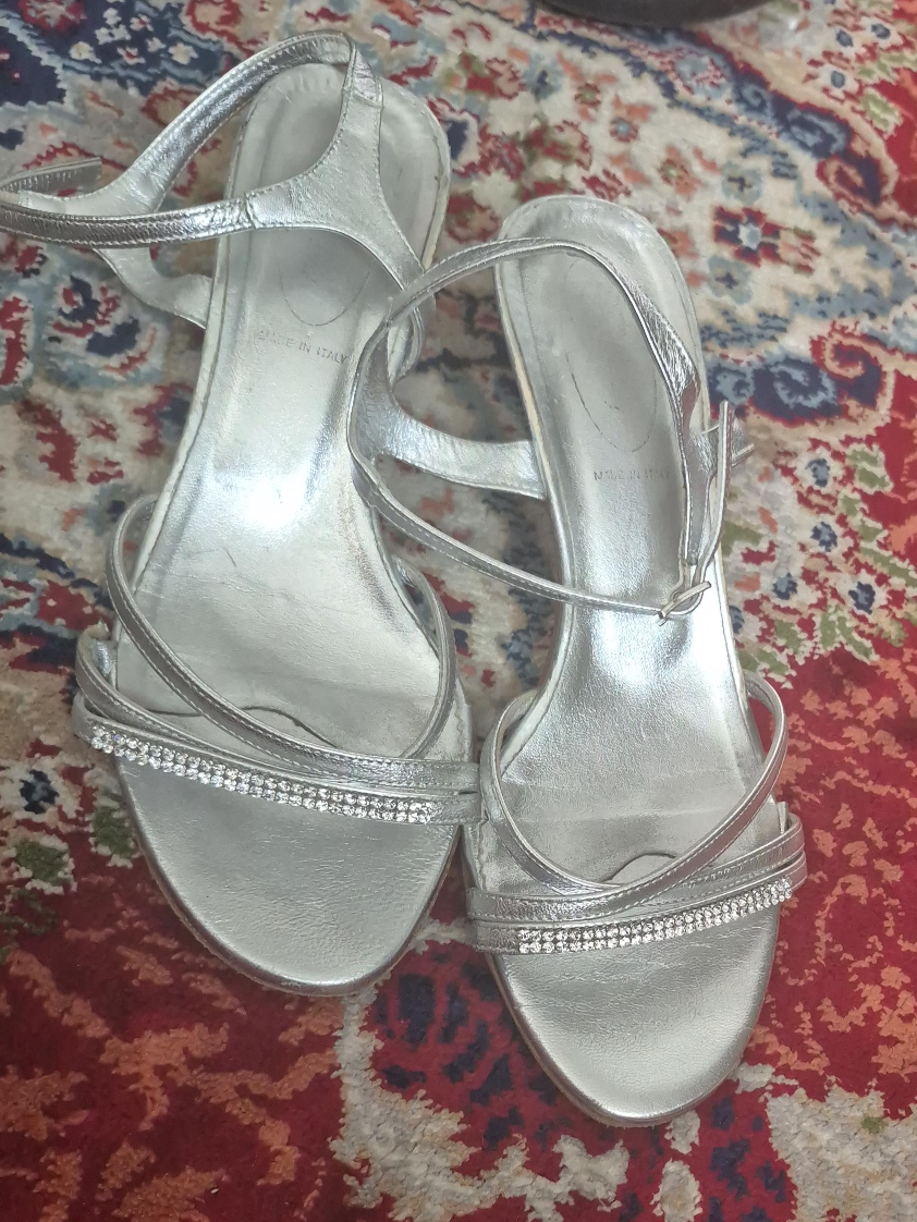Silver Strappy Heels