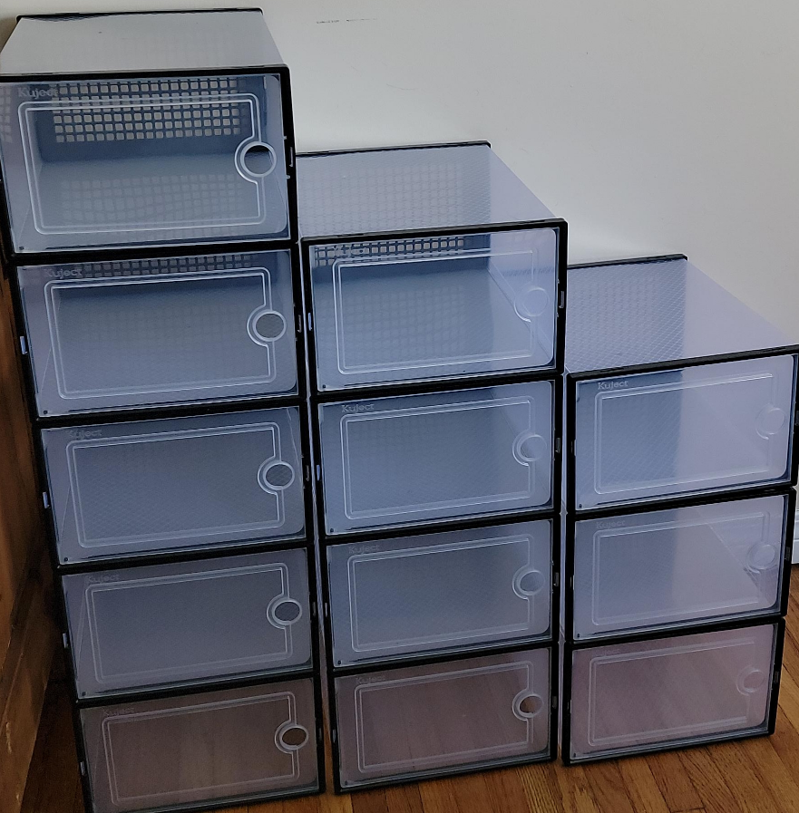 Kujejt X-Large Stackable Shoe Storage Boxes - Black