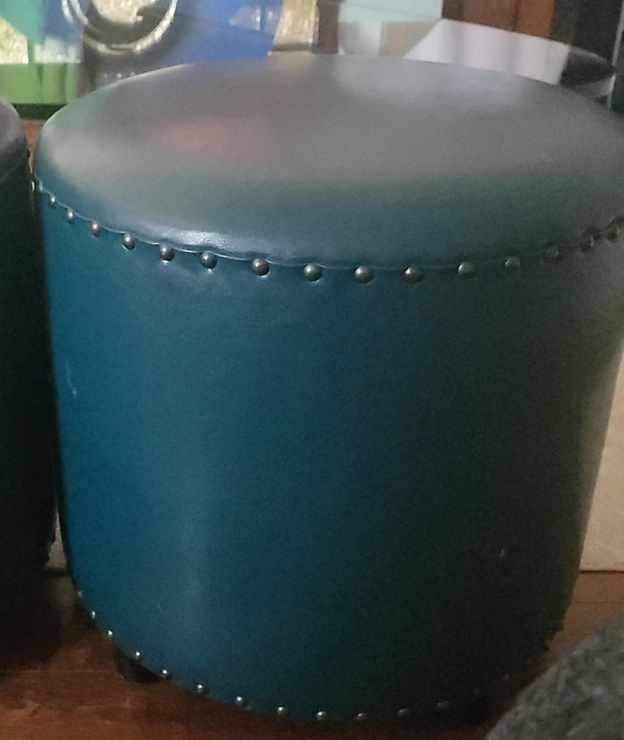Teal Faux Leather Ottomans