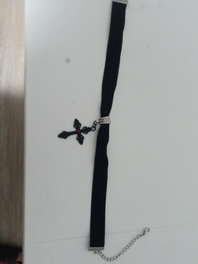 Black Velvet Choker with Cross Pendant thumbnail