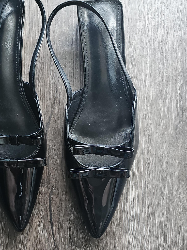 Black Slingback Heels with Bow Detail size 43 thumbnail