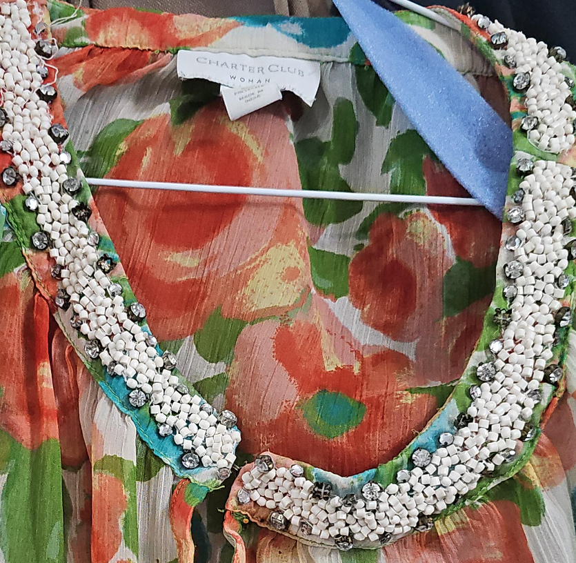 Charter Club Floral Beaded Blouse thumbnail