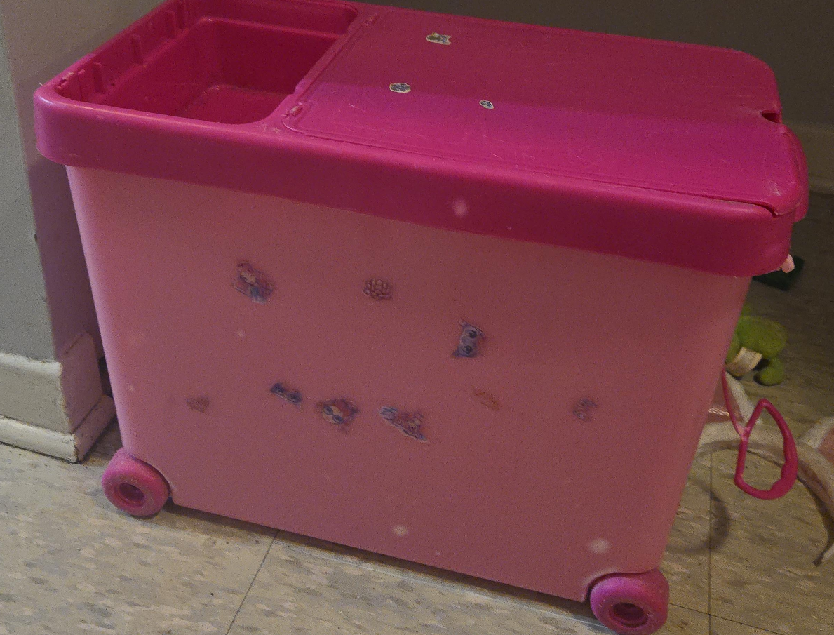 Pink Toy Storage Box with Wheels thumbnail