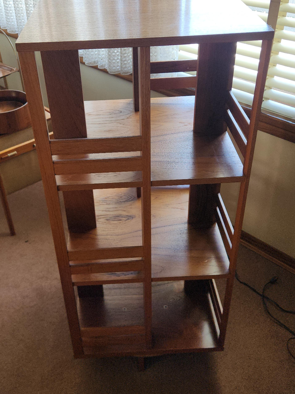 Vintage Teak Rotating Bookshelf thumbnail