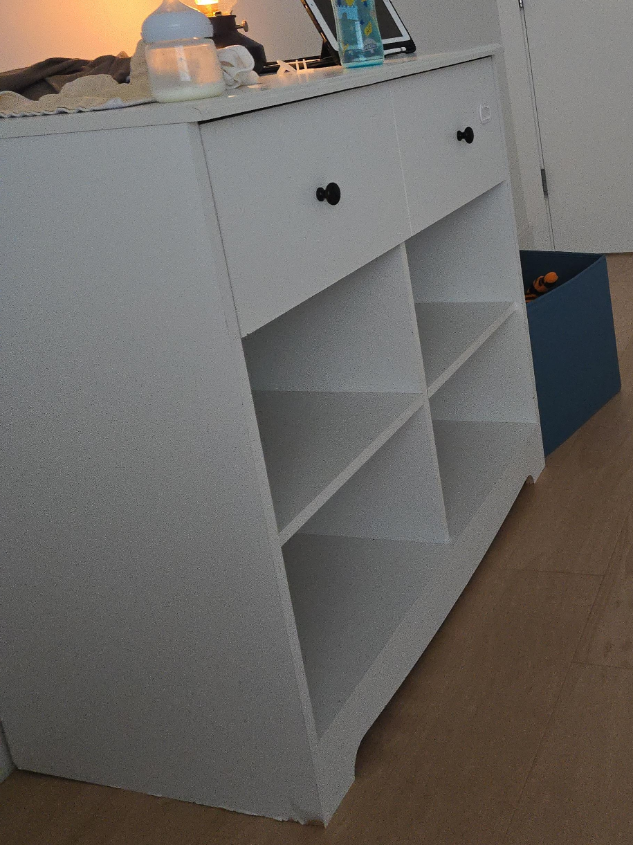 White Cabinet with Drawers and Shelves