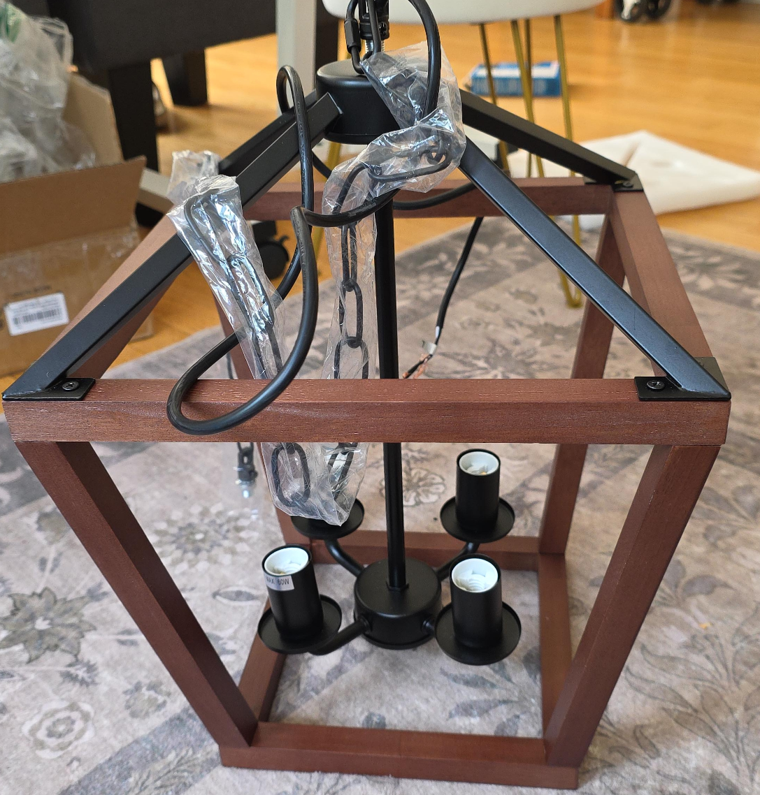 Wood & Black Modern Farmhouse Chandelier thumbnail