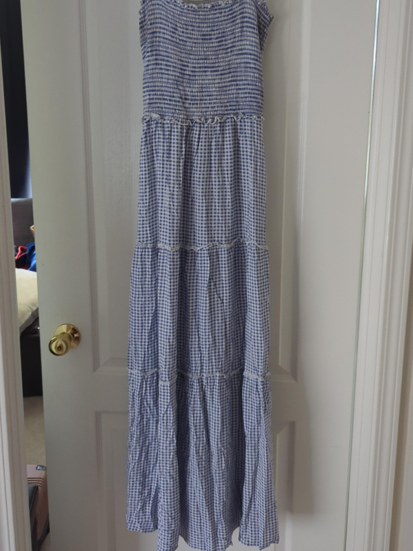 Blue & White Gingham Maxi Dress thumbnail