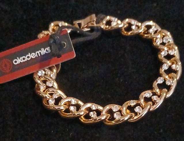 Akademiks Gold Chain Rhinestone Bracelet