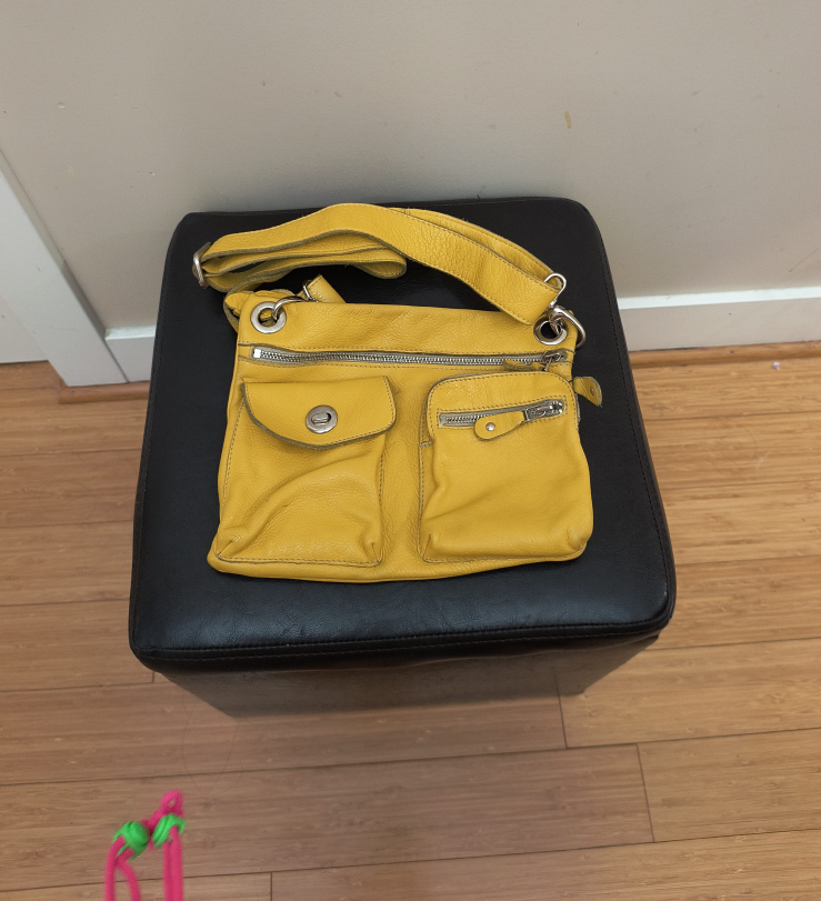 Roots Yellow Leather Crossbody Bag thumbnail