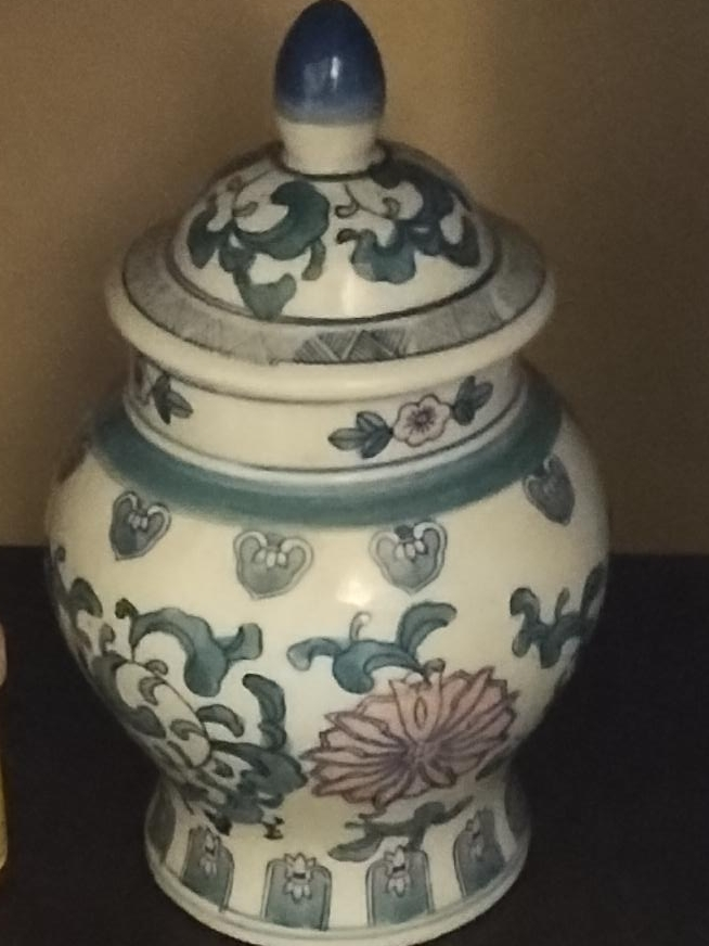 Decorative Floral Ceramic Jar with Lid thumbnail