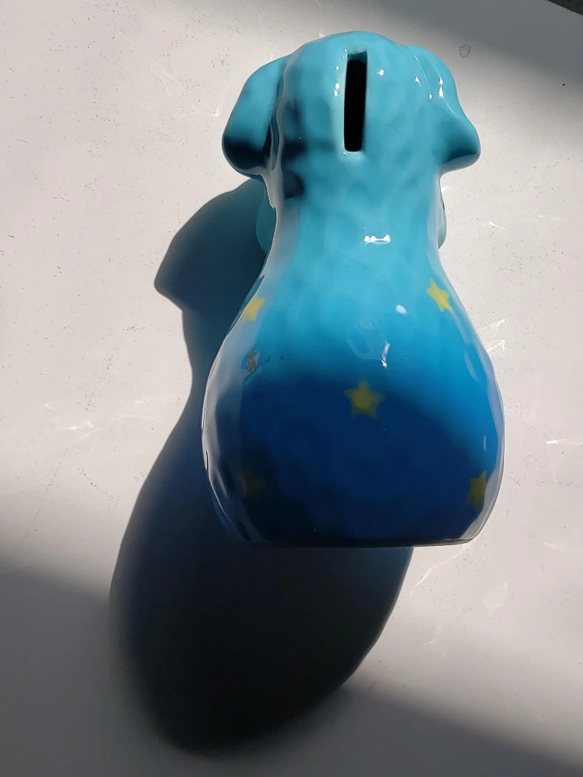 Blue Dog Piggy Bank with Stars thumbnail