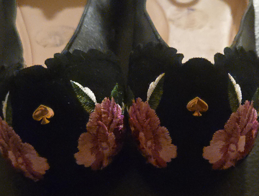 Kate Spade Black Floral Embroidered Ballet Flats thumbnail